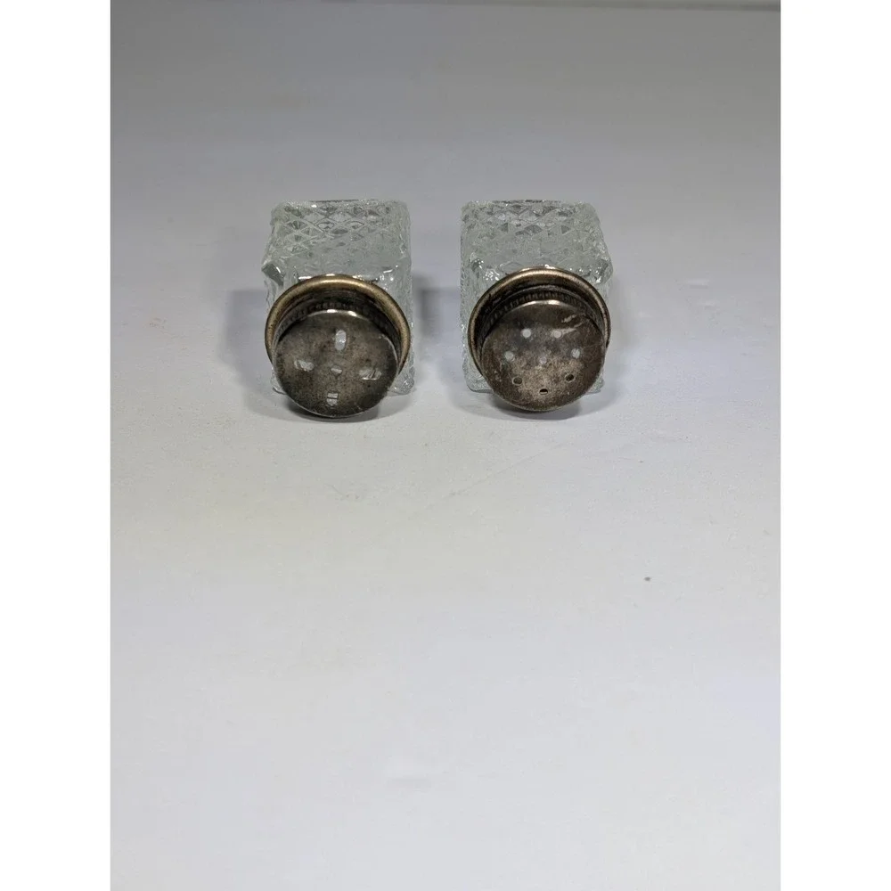 2 VTG Mini Individual Glass Salt Pepper Shakers Set 1.5